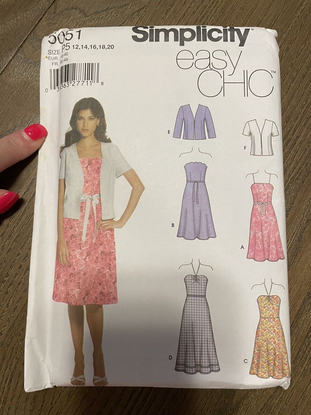 Simplicity 5051 Strapless, Cami or Halter Dress & Jacket Sz 12-20 UNCUT Pattern